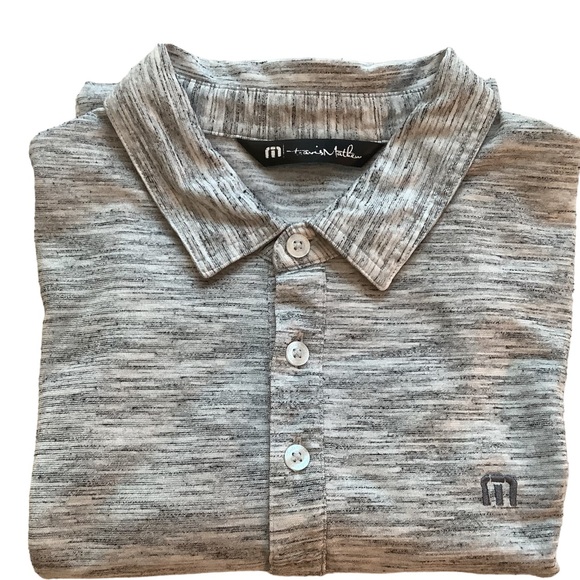 Travis Mathew Flying Tortilla Short Sleeve Medium Golf Polo Heather Gray White - Picture 3 of 16